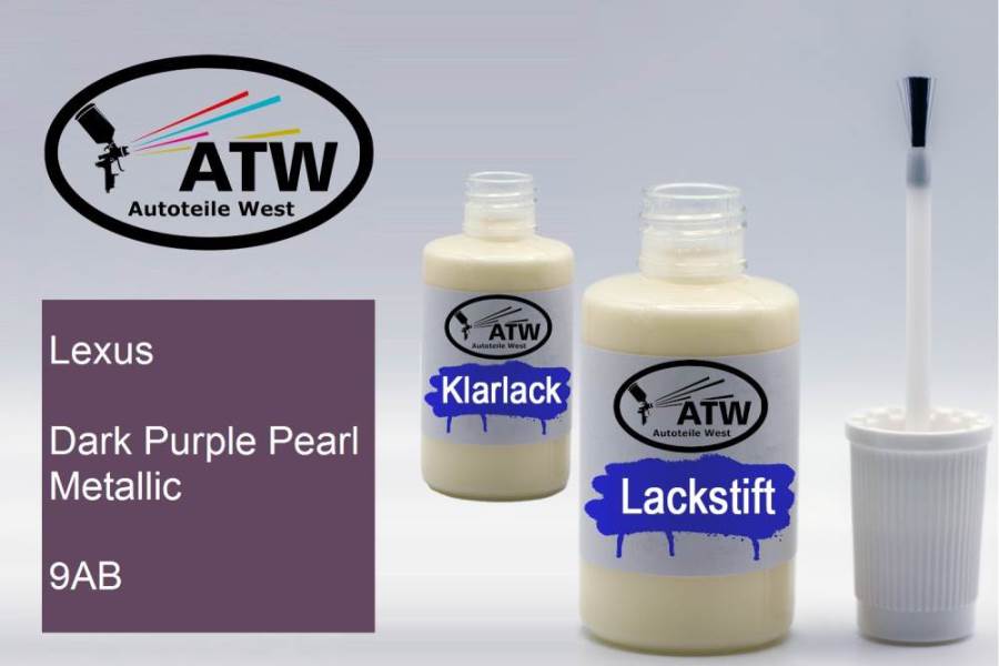 Lexus, Dark Purple Pearl Metallic, 9AB: 20ml Lackstift + 20ml Klarlack - Set, von ATW Autoteile West.